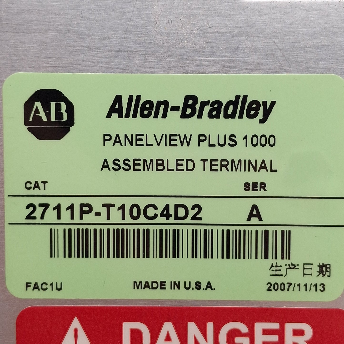 Used Allen Bradley 2711P-T10C4D2 PanelView Plus 1000 Touchscreen HMI *Scratches*