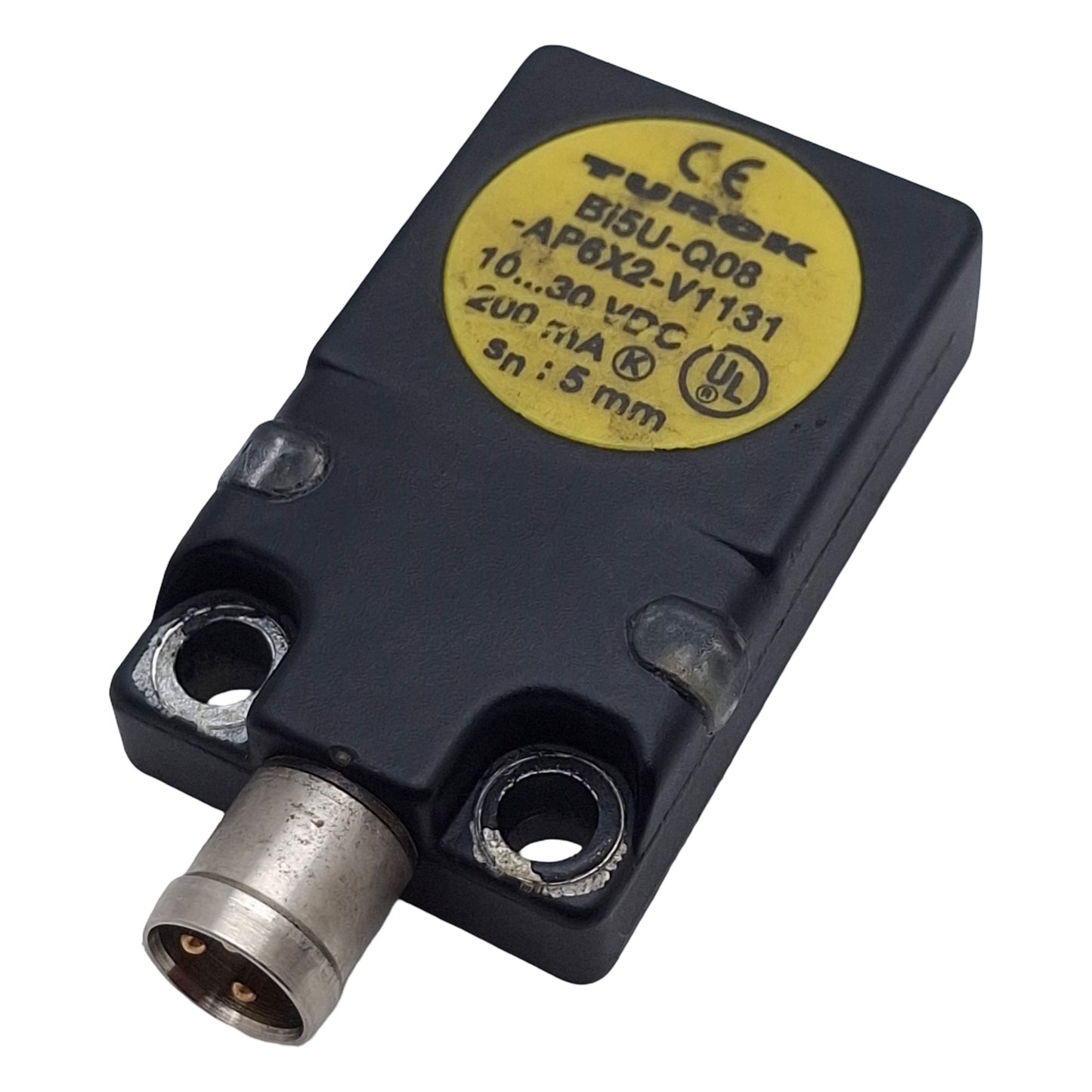 Used Turck Bi5U-Q08-AP6X2-V1131 Inductive Sensor, PNP NO 5mm Range 10-30VDC, 3-Pin M8