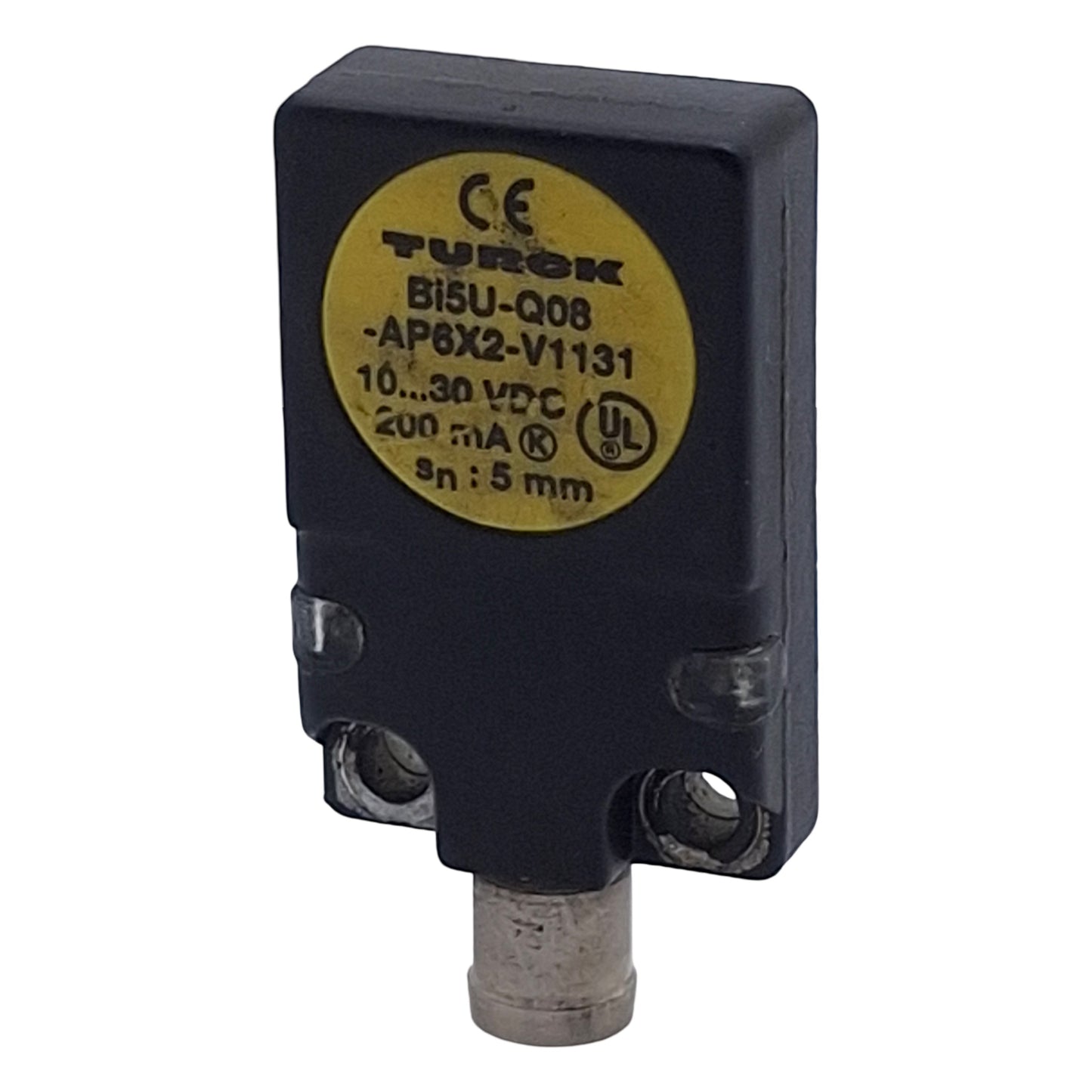 Used Turck Bi5U-Q08-AP6X2-V1131 Inductive Sensor, PNP NO 5mm Range 10-30VDC, 3-Pin M8
