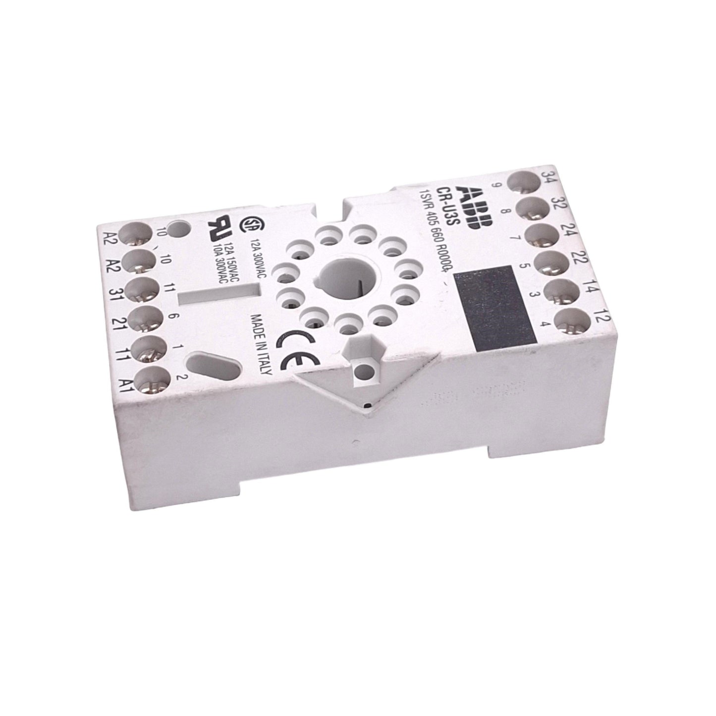 Used ABB CR-U3S Relay Socket, 11-Pin Octal, 300VAC 12A Max, DIN Rail