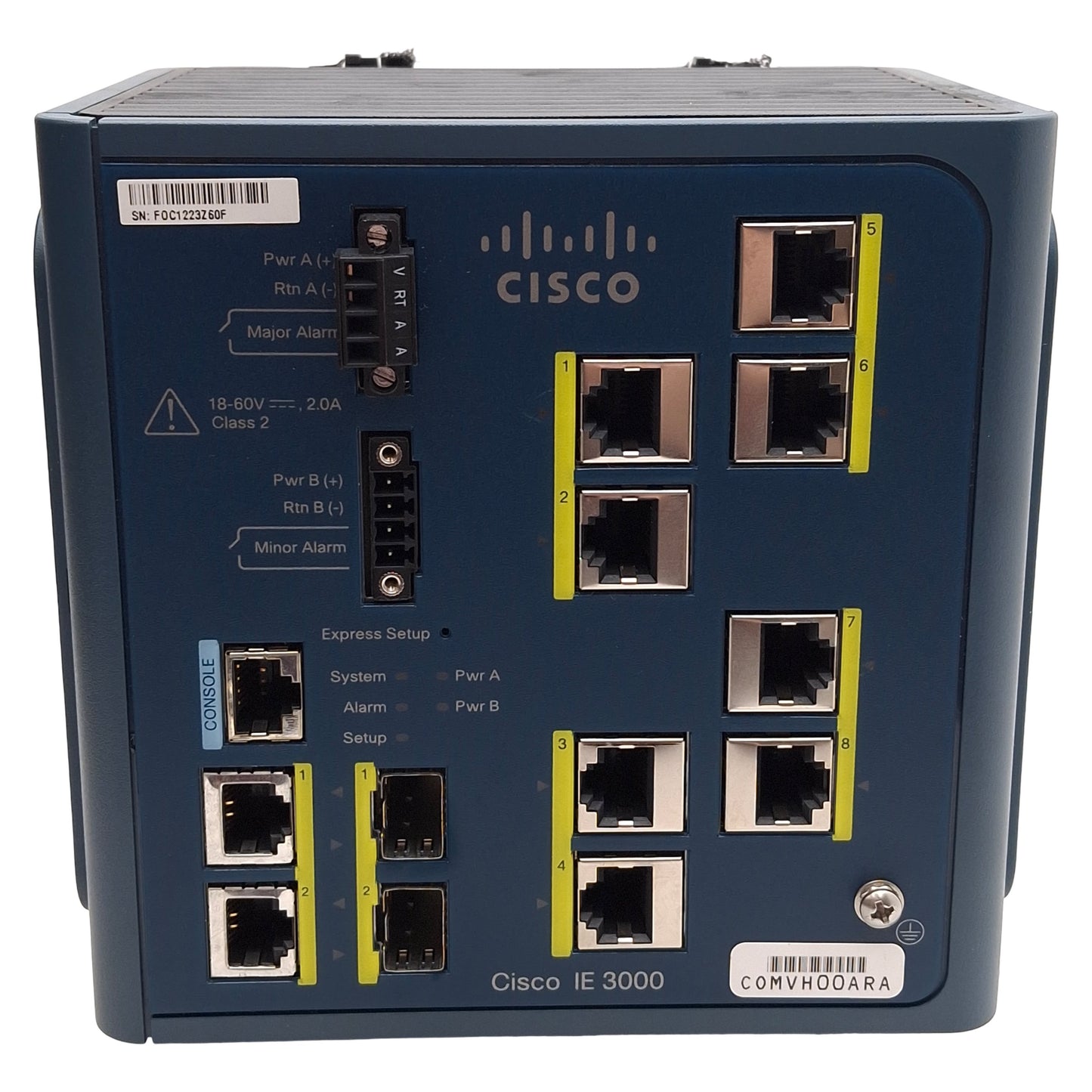 Used Cisco IE-3000-8TC Industrial Ethernet Switch, 8x 10/100 Ports *Broken DIN*