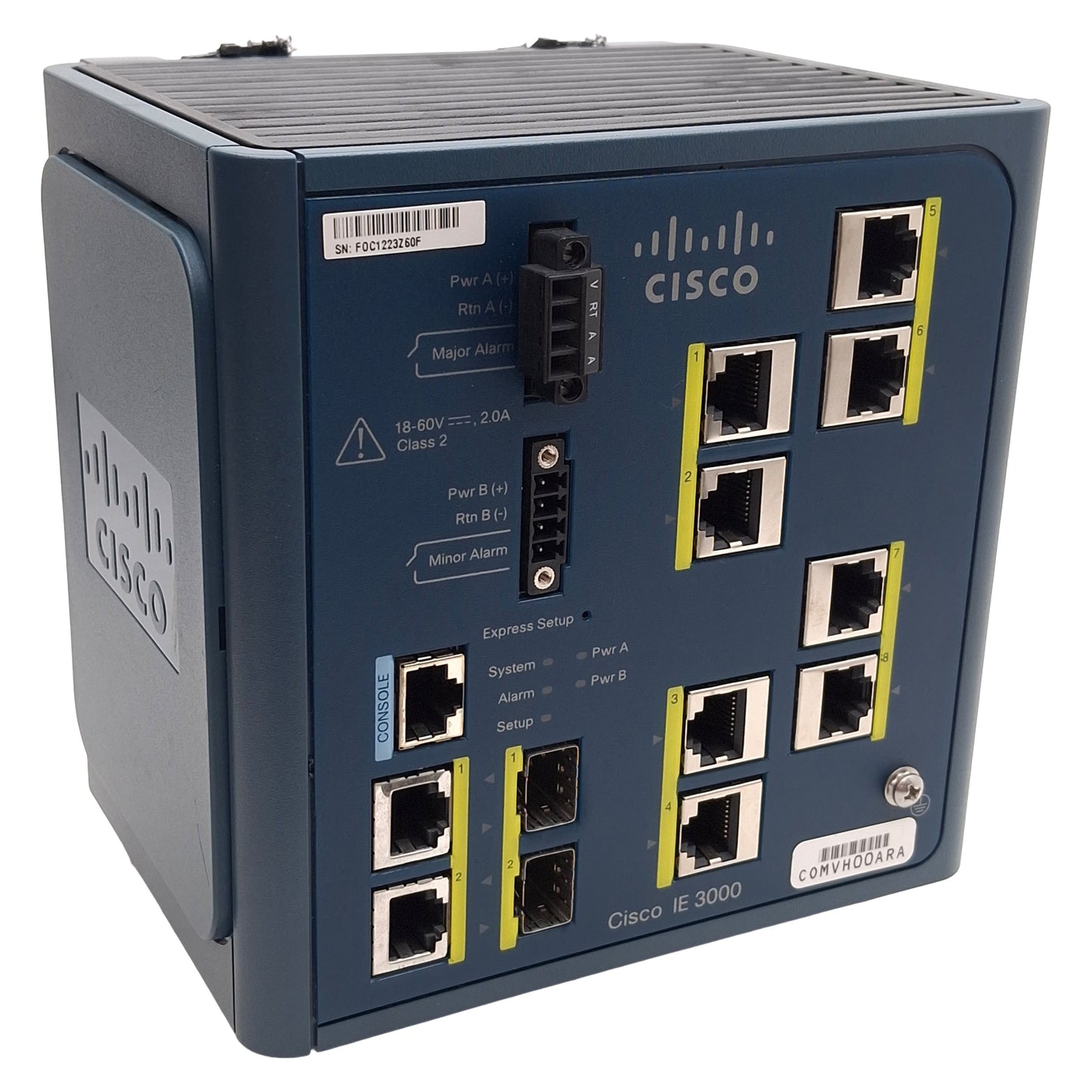 Used Cisco IE-3000-8TC Industrial Ethernet Switch, 8x 10/100 Ports *Broken DIN*