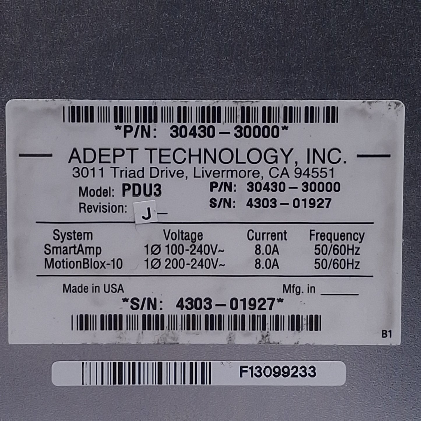Used Adept Technology PDU3 Power Distribution Module 100-240VAC In, 24VDC Out