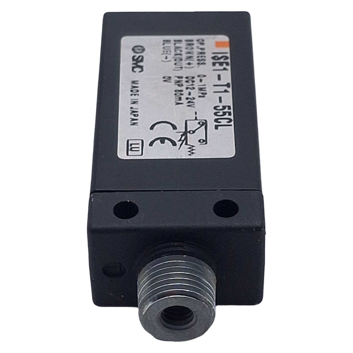 Used SMC ISE1-T1-55CL Pressure Switch, PNP 80mA, 0-1MPa, 12-24VDC, 1/8in NPT
