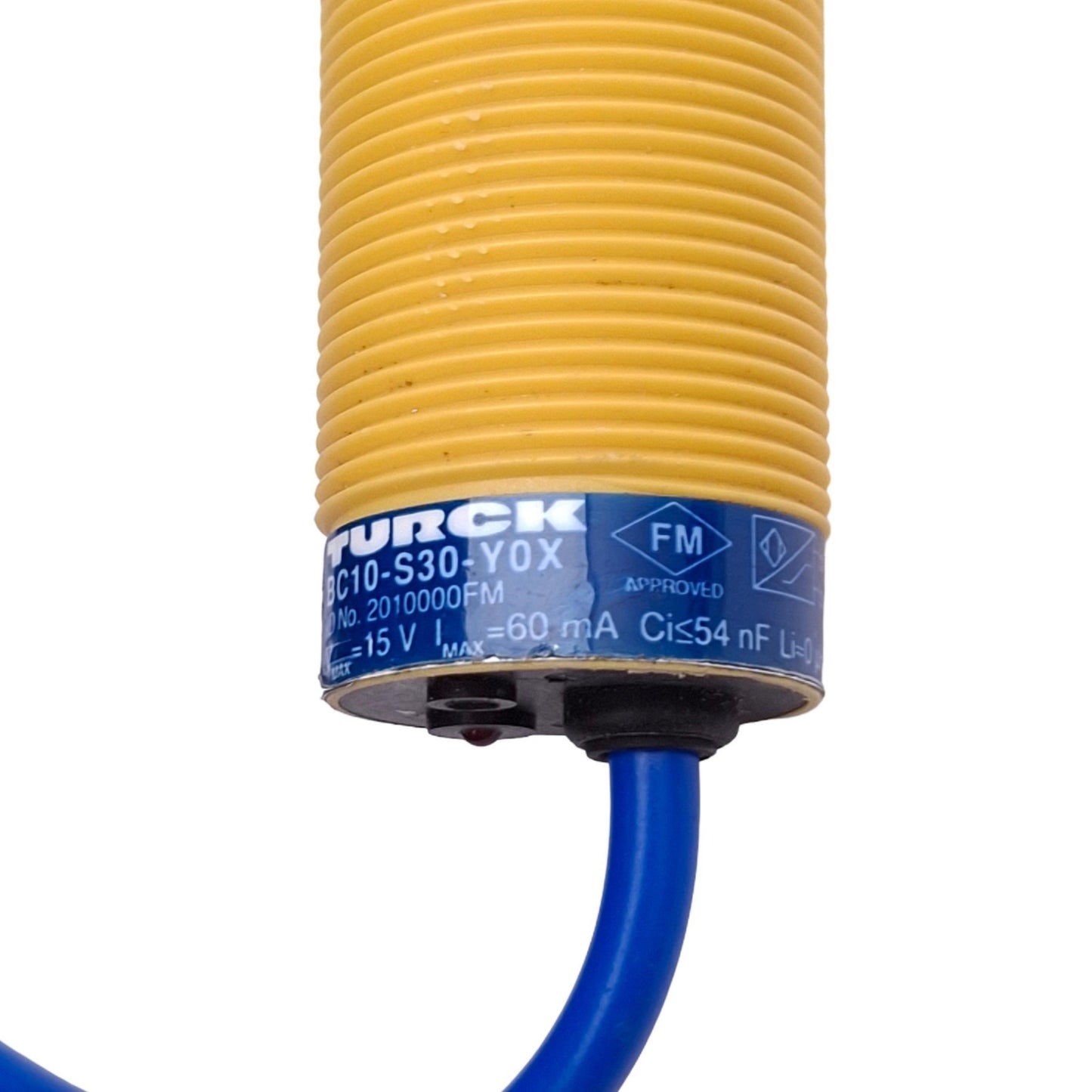 Used Turck BC10-S30-Y0X Proximity Sensor, 10mm Range, 15VDC, M30x1.5, 2-Wire NAMUR