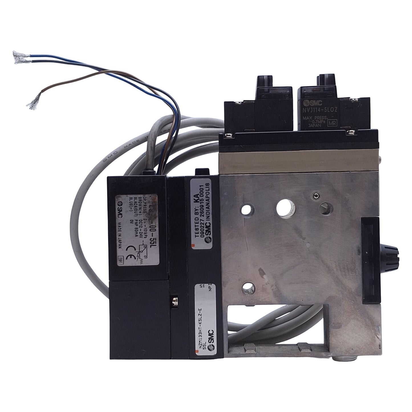 Used SMC NZM133HT-K5LZ-E55L Vacuum Generator Ejector 24VDC, 70psi, -630mmHg, 6ft