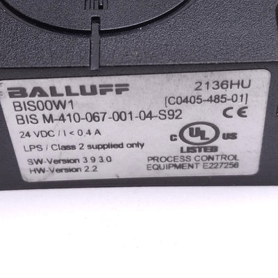 Used Balluff BIS M-410-067-001-04-S92 Read/Write Head, 13.56MHz, 5-Pin M12, 24VDC