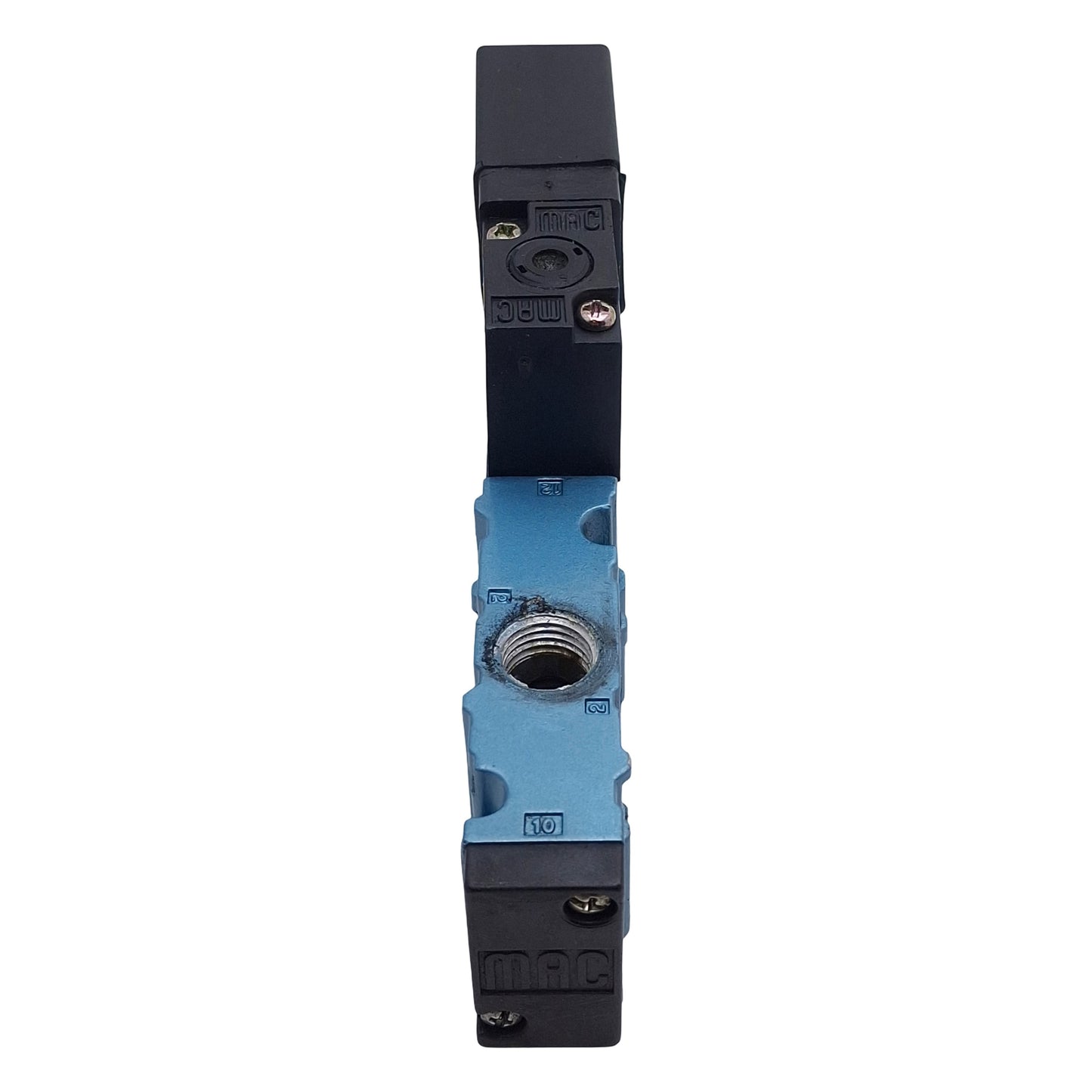 Used Mac 52A-11-B0A-DM-DDBJ-1KJ Solenoid Valve 3/2-Way 1/4 NPT, 20-120psi, 24VDC Coil