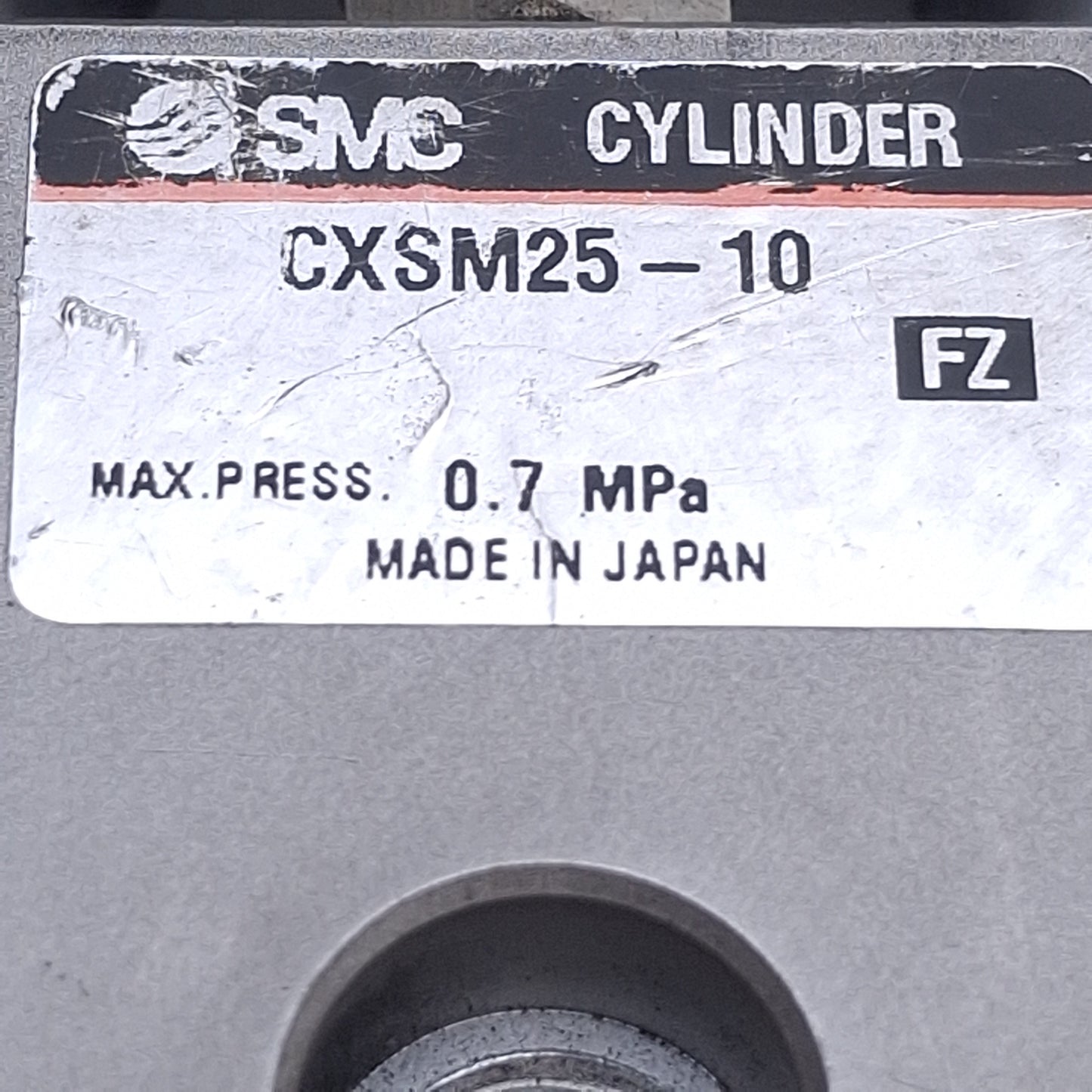 Used SMC CXSM25-10 Dual Rod Cylinder, ø25mm Bore, 10mm Stroke, Rc1/8, 0.5-0.7MPa