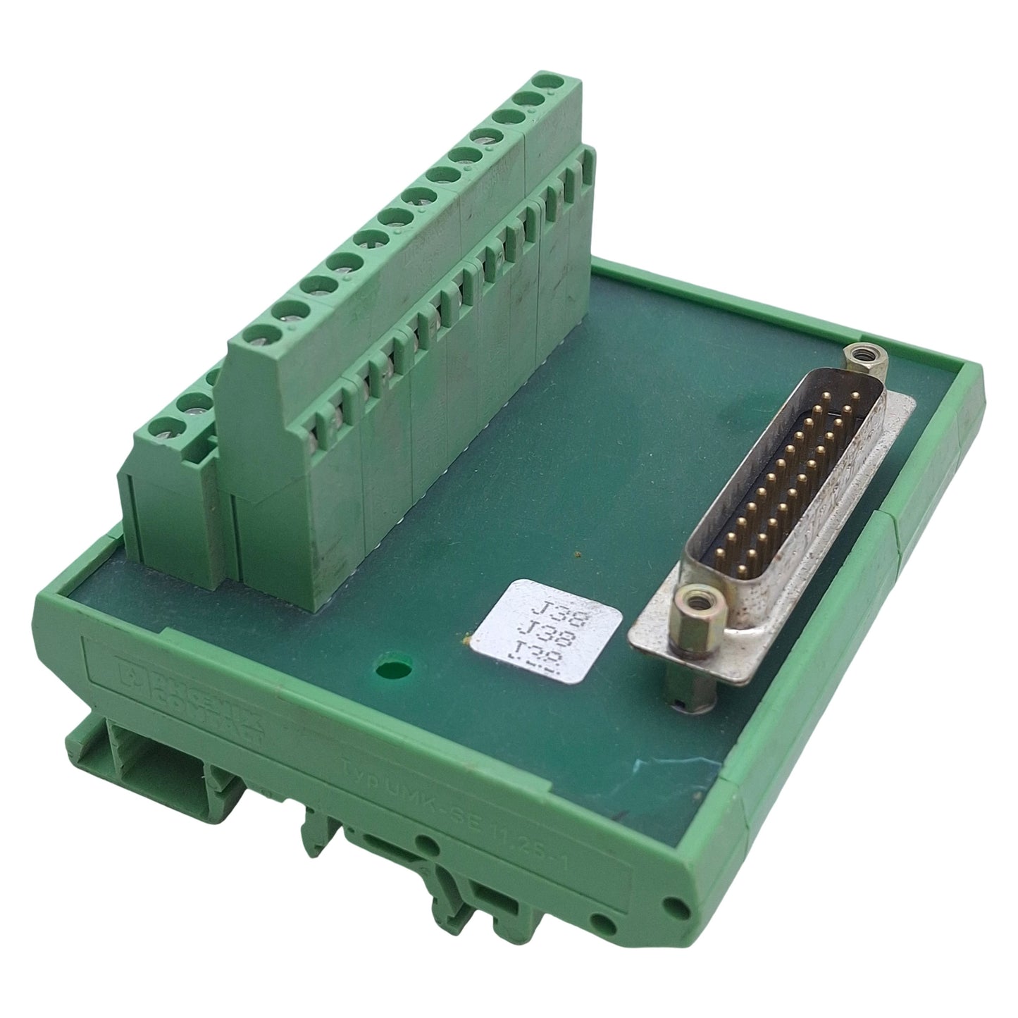Used Phoenix Contact 2281144 FLKM-D25 SUB/S Breakout Module, 25-Pin Male, DIN Rail