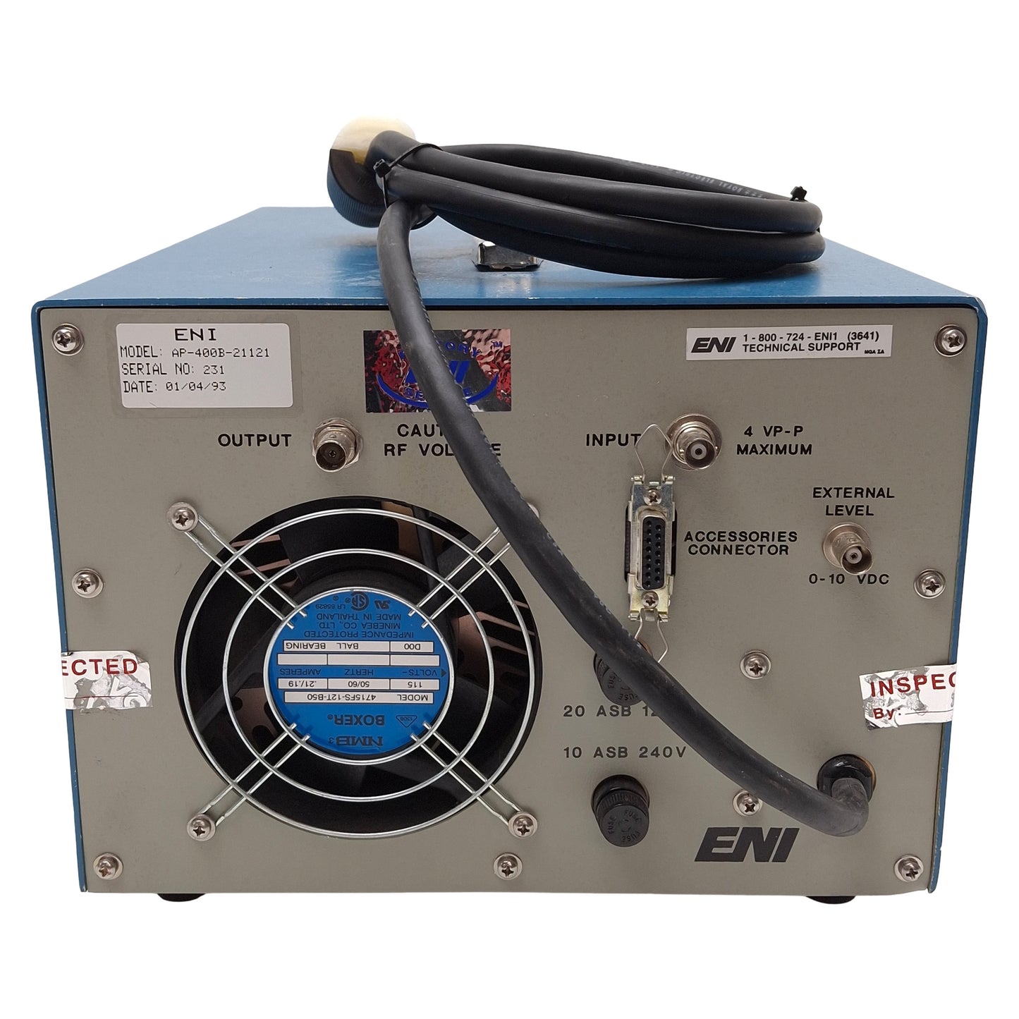Used ENI AP-400B-21121 Controllable Power Amplifier, 80kHz-2.7MHz, 400W, ±1.5dB