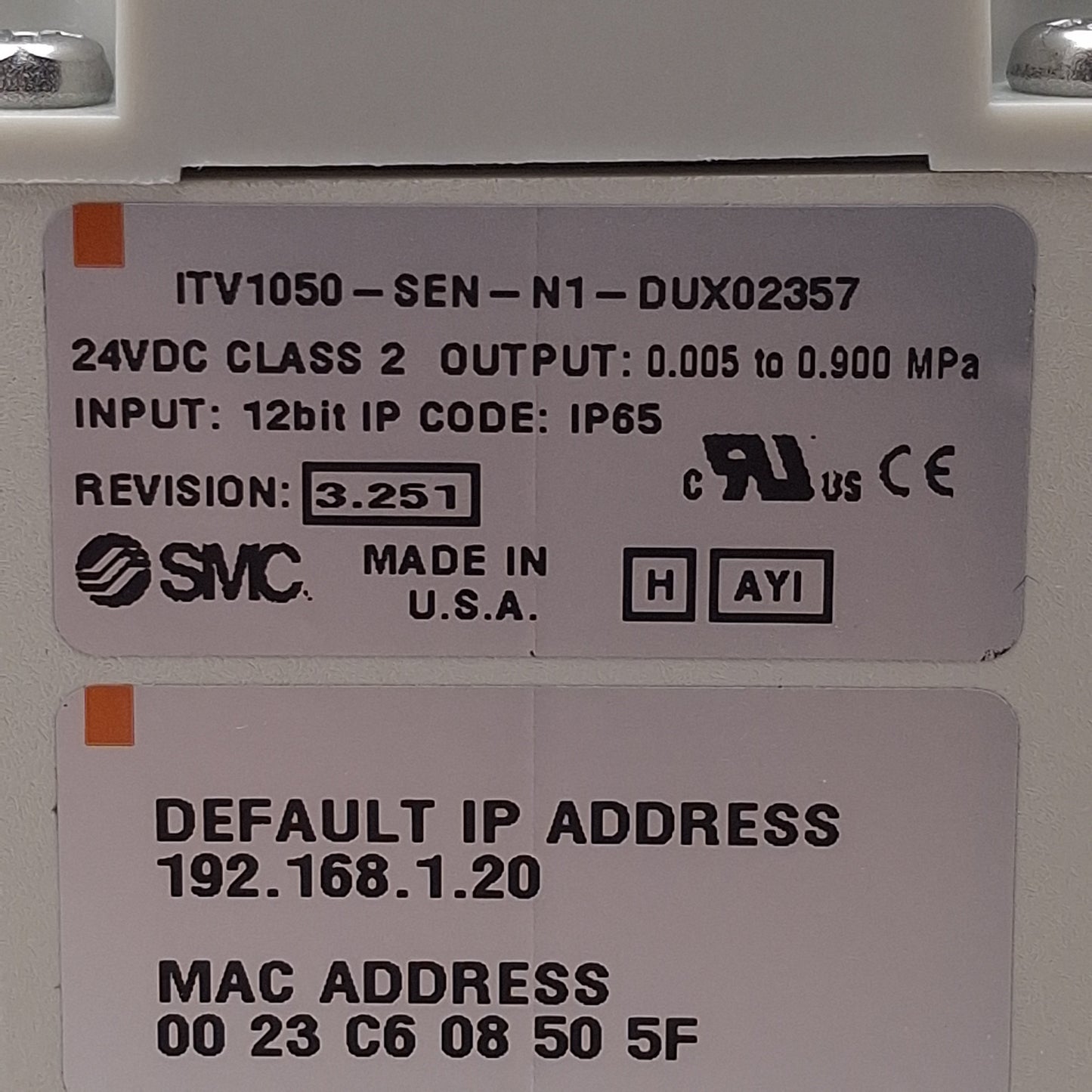 New SMC ITV1050-SEN-N1-DUX02357 Electro-Pneumatic Regulator, EtherNet/IP, 1/8in NPT