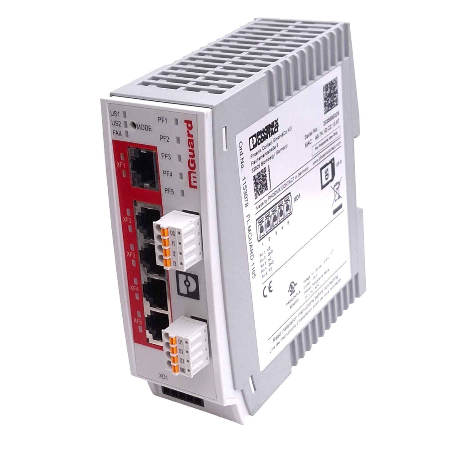 Used Phoenix Contact 1153078 FL MGUARD 1105 Ethernet Router, 5-Port, 1000Mbps, 24VDC