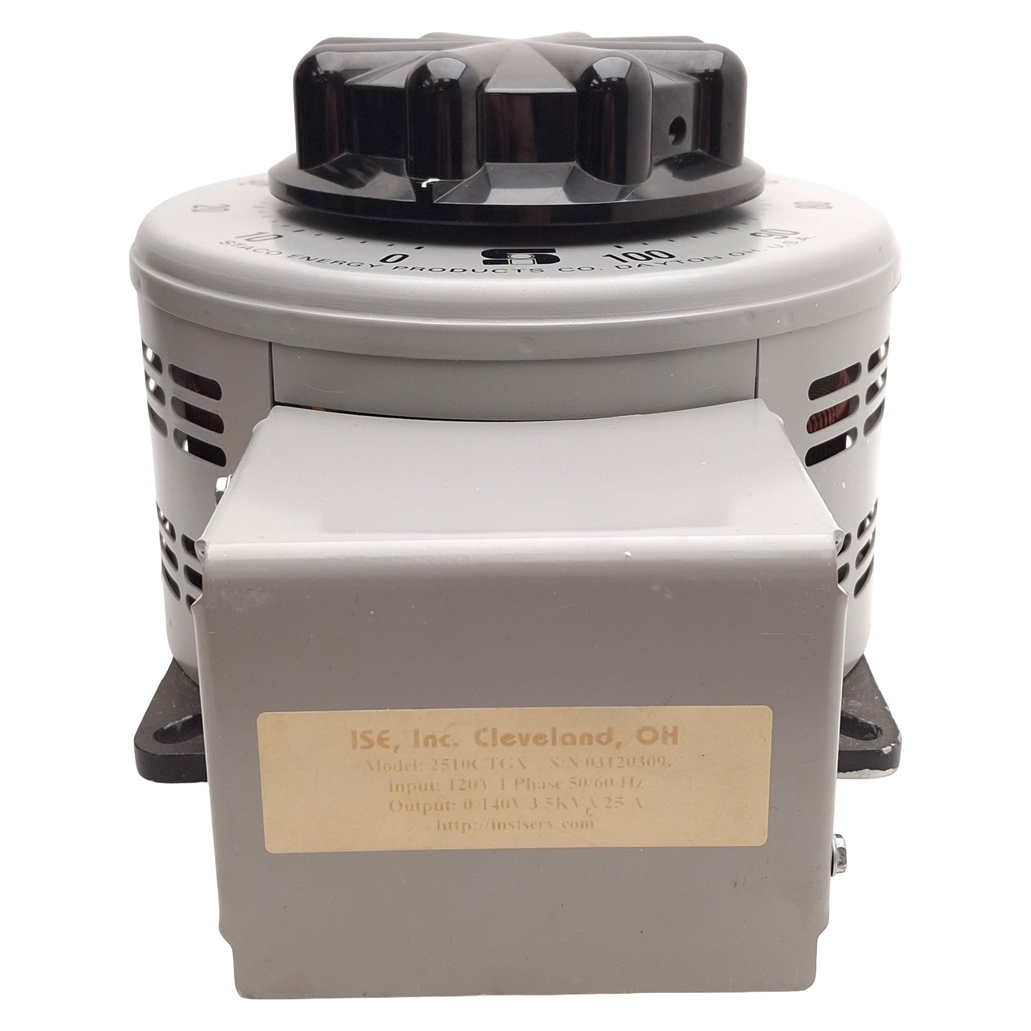 Used ISE 2510CTGX Staco Variac Variable Transformer, 3.5kV, 120V Prim, 0-140V 25A Sec