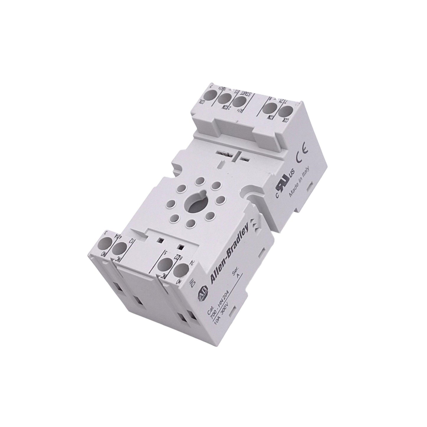 Used Allen Bradley 700-HN204 Relay Socket, 8-Pin Octal, 300VAC 10A, DIN Rail
