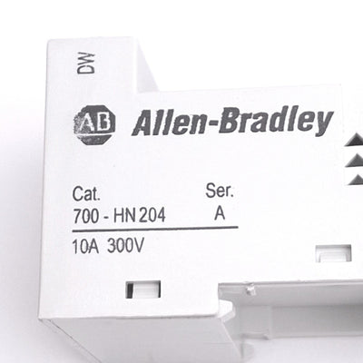 Used Allen Bradley 700-HN204 Relay Socket, 8-Pin Octal, 300VAC 10A, DIN Rail