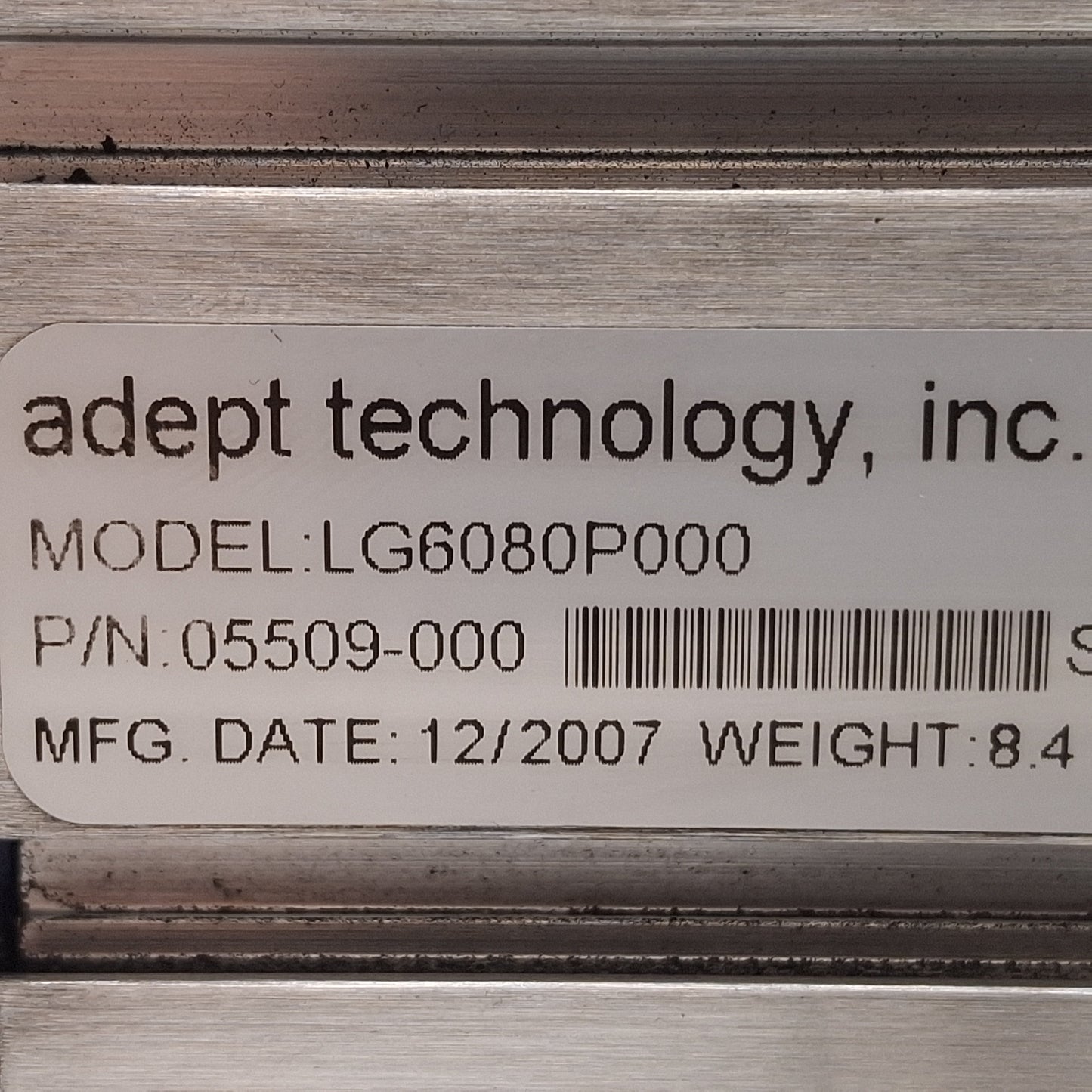 Used Adept LG6080P000 Python Linear L-Series LG6 Gantry Support Module, 800mm Stroke