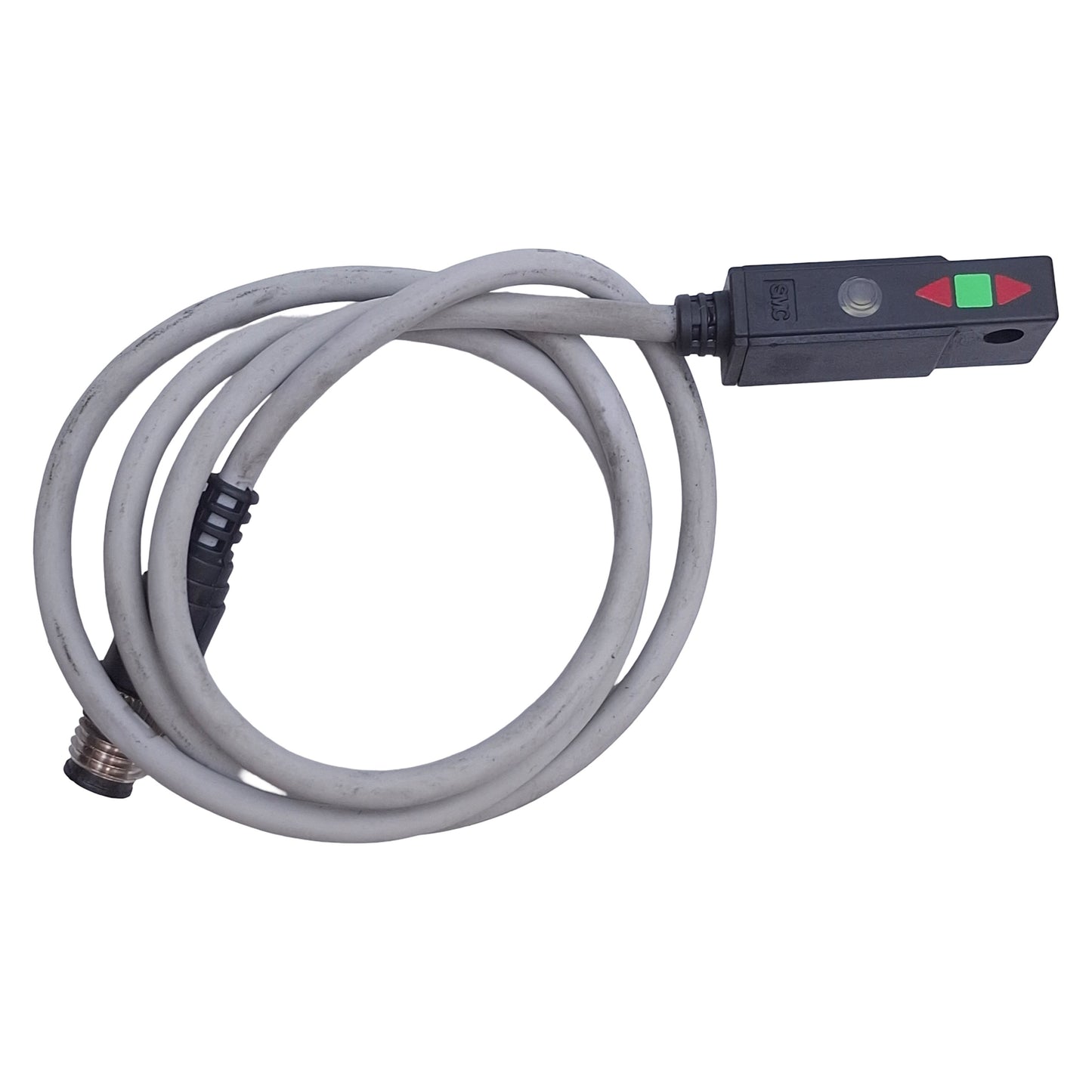 Used SMC D-H7PWSAPC Inline Solid State Switch PNP, 4.5-28VDC, 10mA, 3-pin, 1.5ft