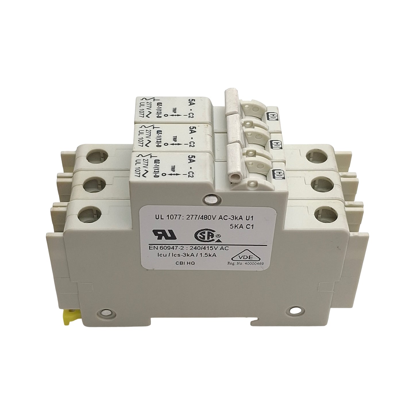 Used Lot of 3 CDI QZ-3(13)-D-2-20A Miniature Circuit Breakers, 5A, 277VAC, 1-Pole