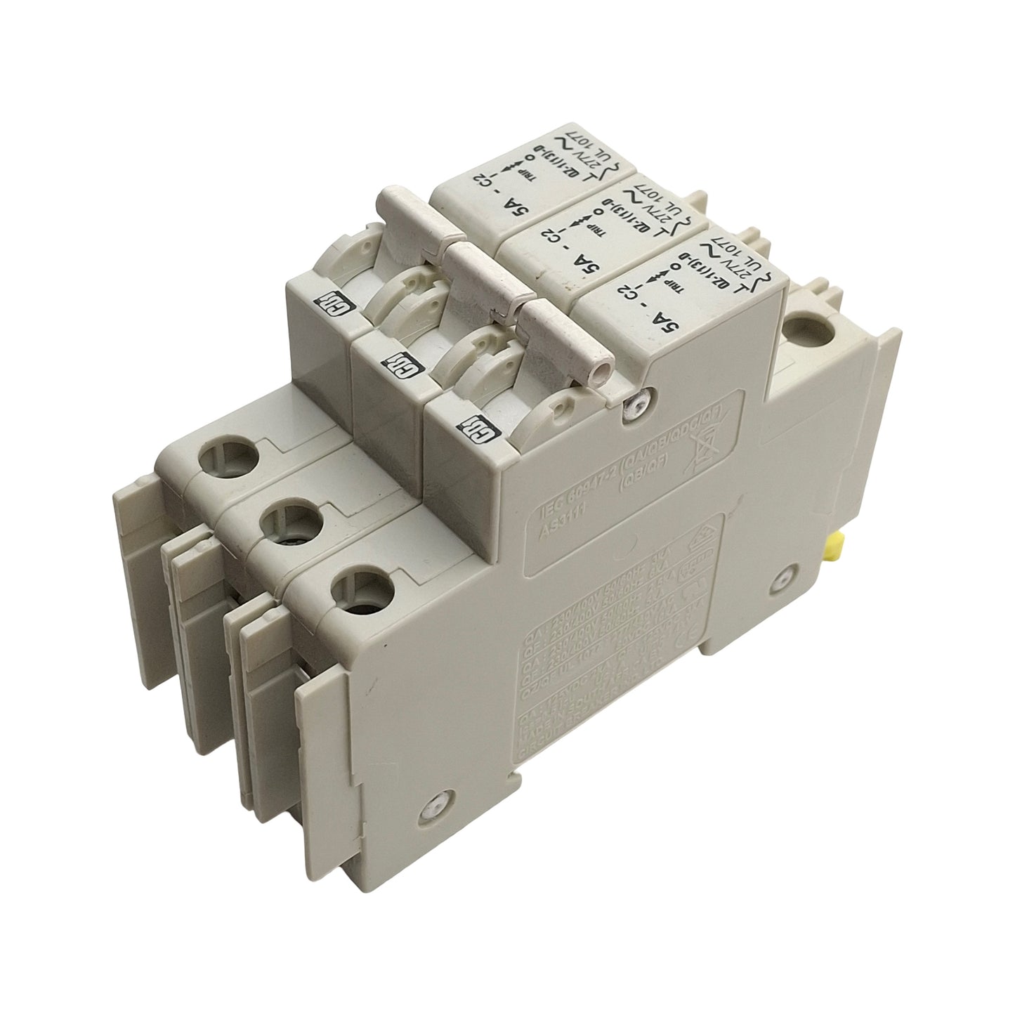 Used Lot of 3 CDI QZ-3(13)-D-2-20A Miniature Circuit Breakers, 5A, 277VAC, 1-Pole