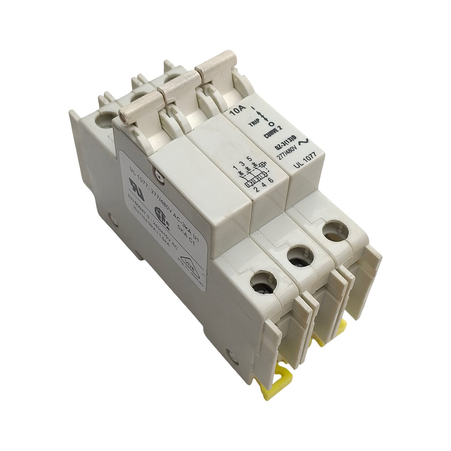 Used CDI QZ-3-13-D-2-10A Miniature Circuit Breaker, 10A, 277/480VAC, 3-Pole, DIN Rail