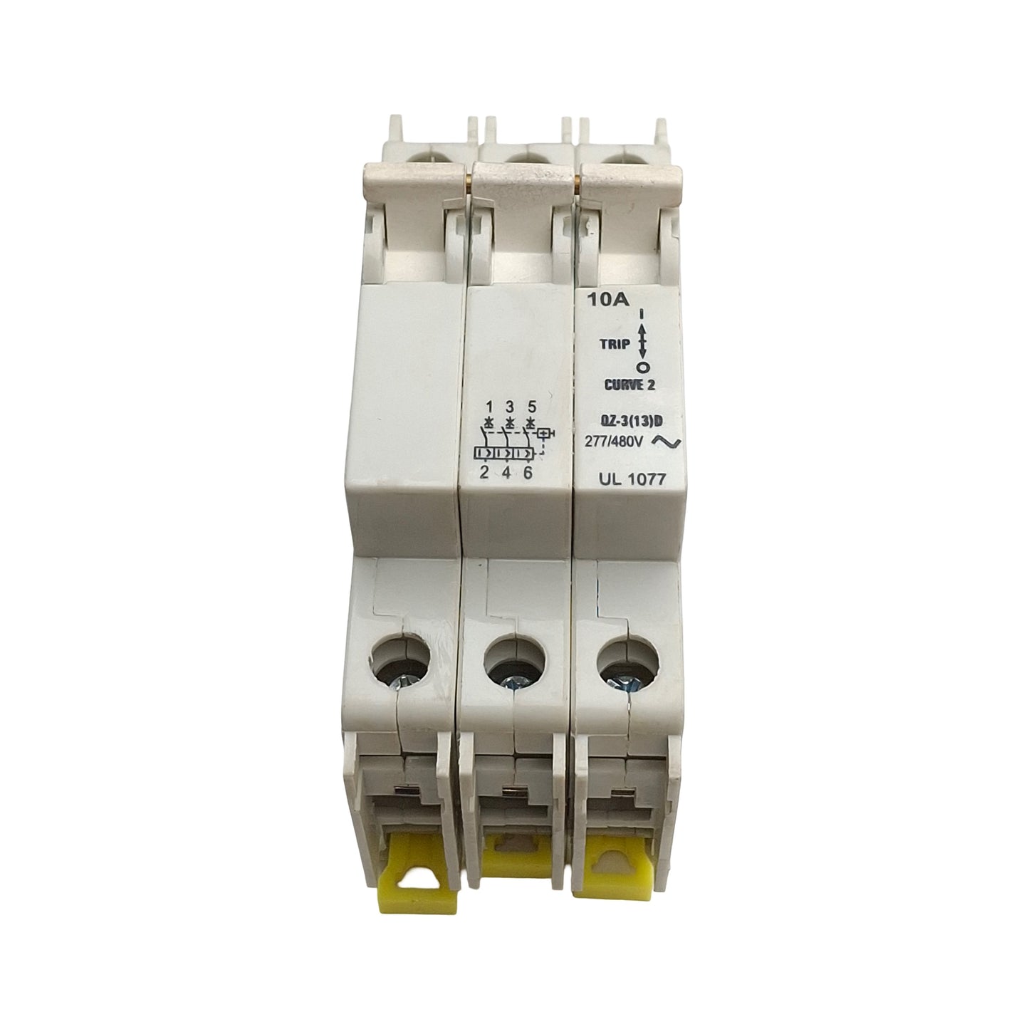Used CDI QZ-3-13-D-2-10A Miniature Circuit Breaker, 10A, 277/480VAC, 3-Pole, DIN Rail