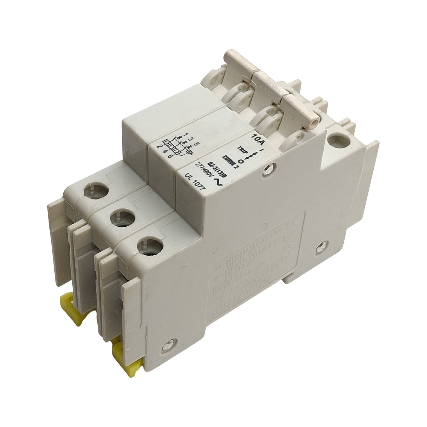 Used CDI QZ-3-13-D-2-10A Miniature Circuit Breaker, 10A, 277/480VAC, 3-Pole, DIN Rail