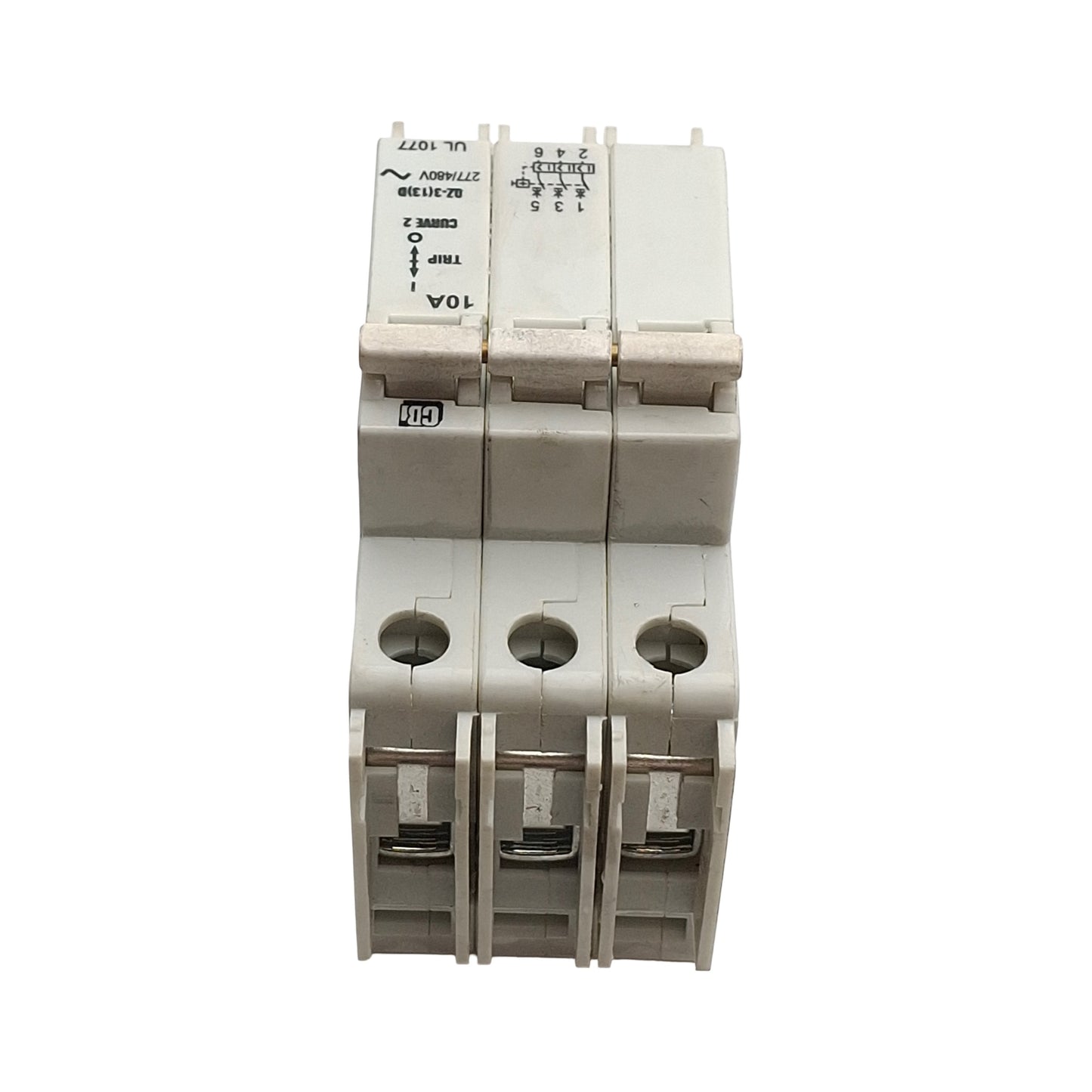 Used CDI QZ-3-13-D-2-10A Miniature Circuit Breaker, 10A, 277/480VAC, 3-Pole, DIN Rail