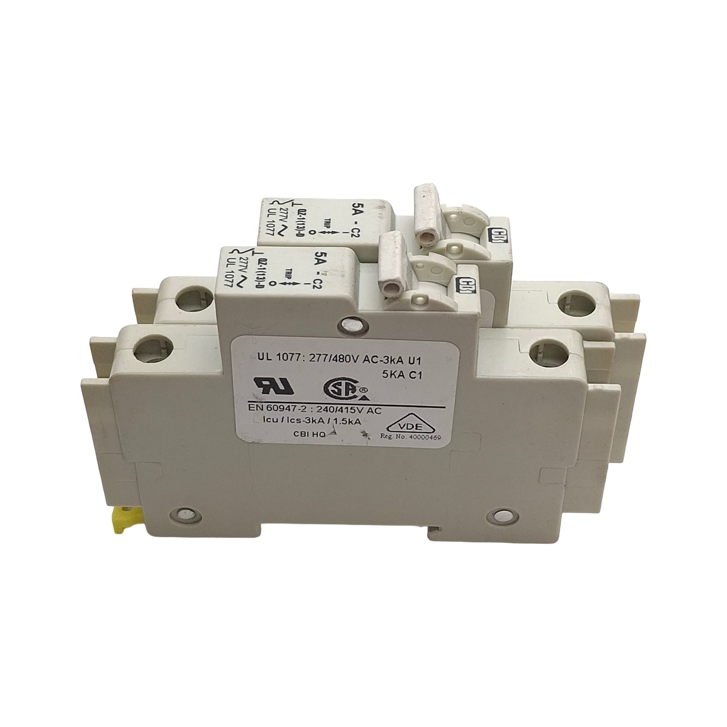 Used Lot of 2 CDI QZ-1-13-D-2-5A Miniature Circuit Breaker, 5A, 277VAC, 1-Pole
