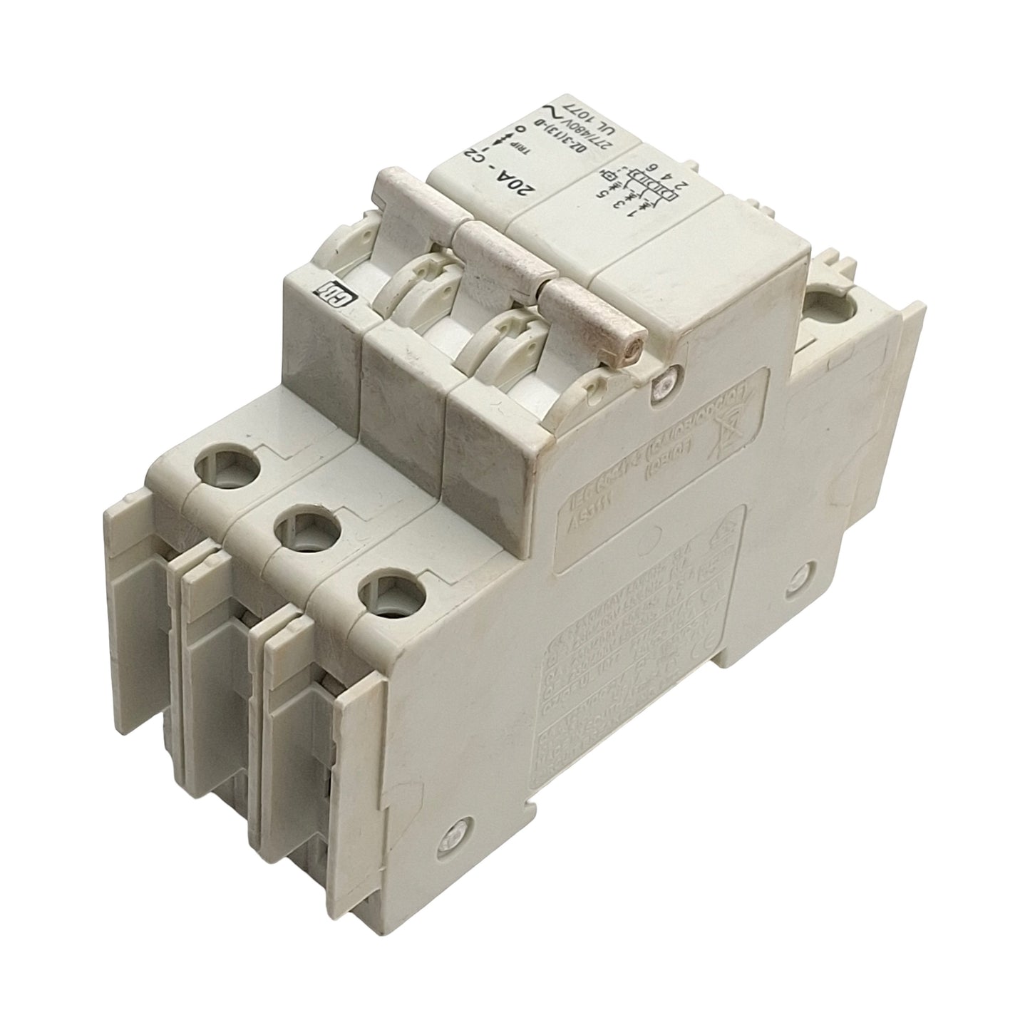 Used CDI QZ-3-13-D-2-20A Miniature Circuit Breaker, 20A, 277/480VAC, 3-Pole, DIN Rail