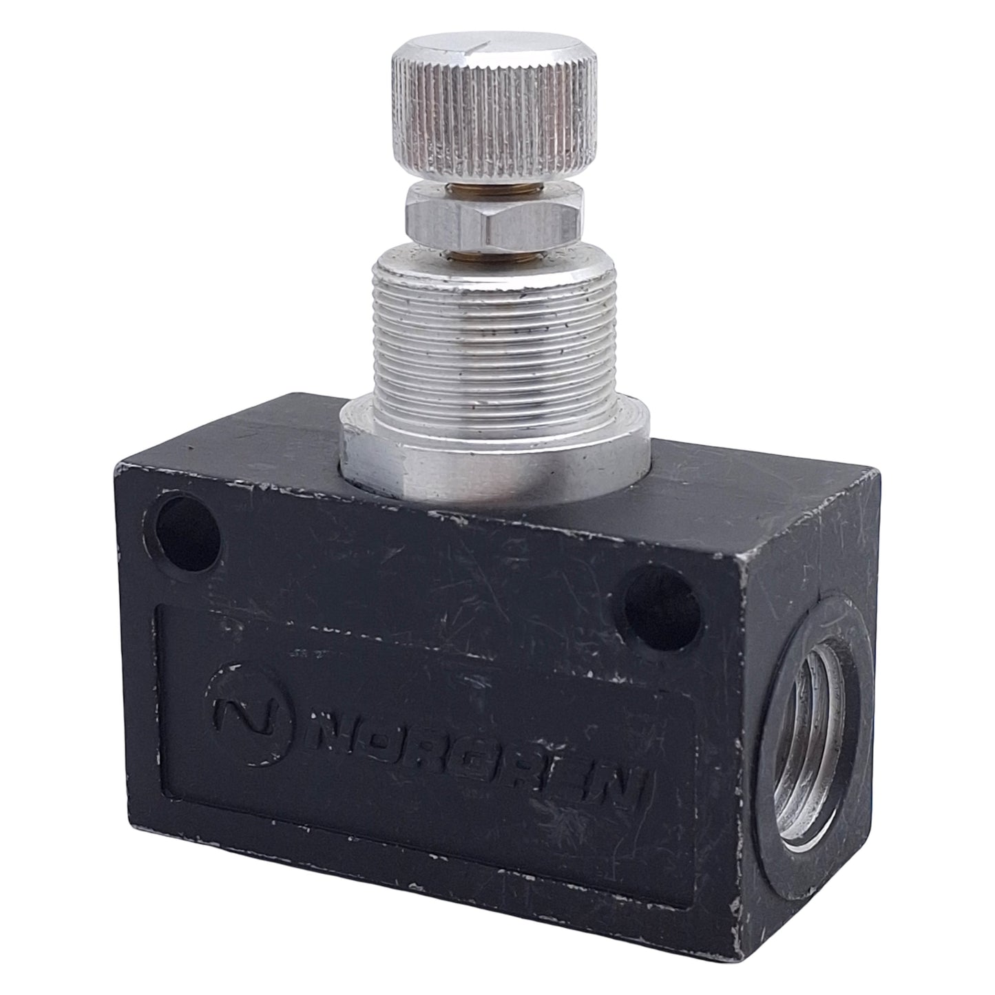 Used Norgren T1000A3800 Flow Control Valve, 2-Way, 3/8in NPT, 10bar Max, 1.64gpm Flow