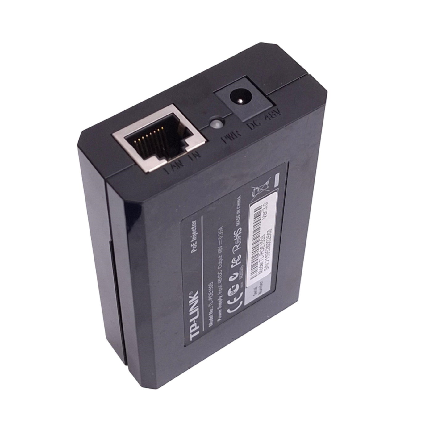 Used TP-Link TL-POE150S PoE Injector, 48VDC In, 48VDC 0.35A Out, RJ45