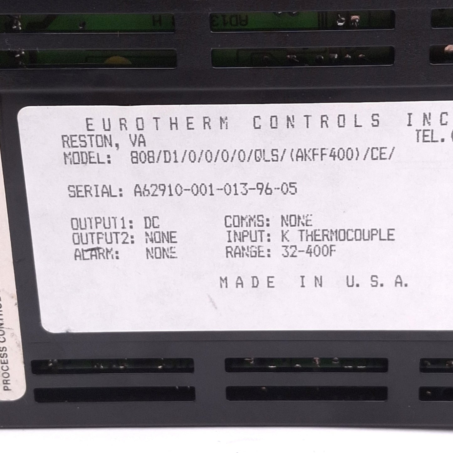 Used Eurotherm 808/D1/0/0/0/0/QLS AKFF400 Temperature Controller, 32-400F, K TC Input