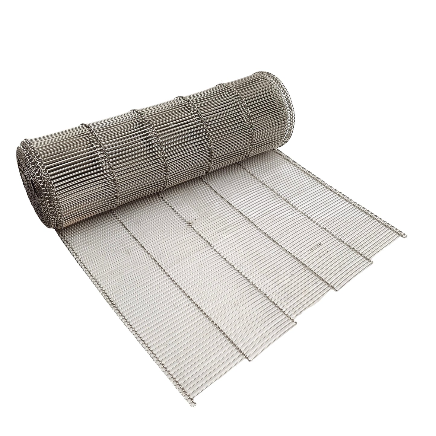 Used Stainless Steel Flat-Flex Conveyor Belt, 12in Width, 160in Length