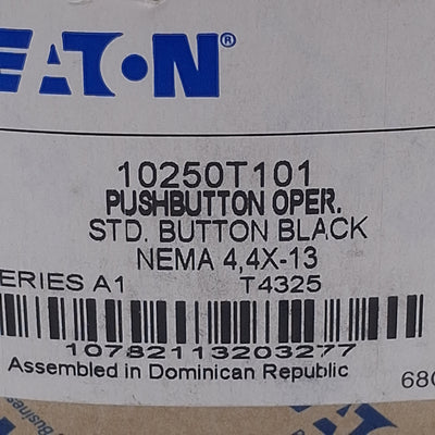 New Eaton 10250T101 Pushbutton Operator, Momentary, Flush, Black, ø30.5mm Size