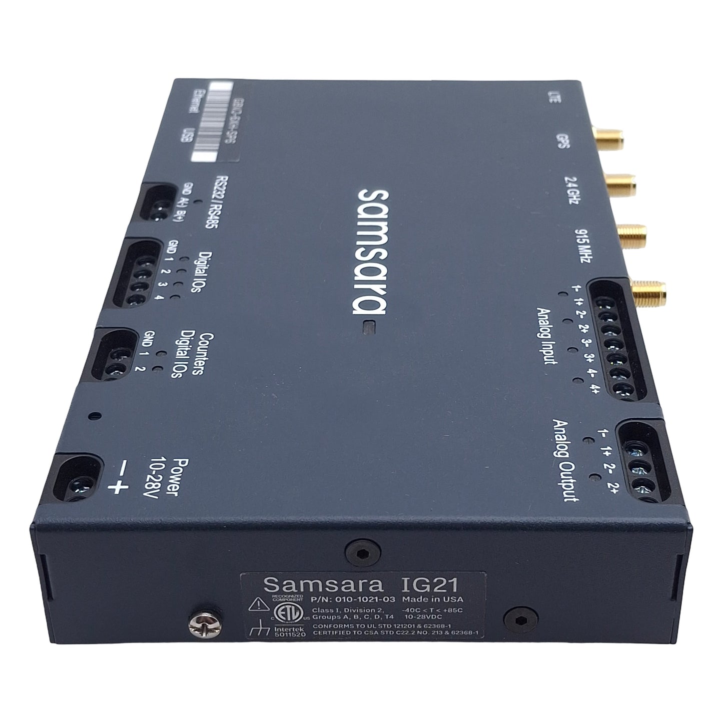 Used Samsara IG21 010-1021-03 Industrial Controller, 10-28VDC, 6.7W, DIN Rail
