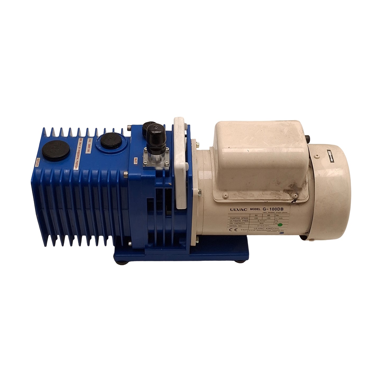 Used ULVAC G-100DB Rotary Vane Vacuum Pump, 1200L/Min, 0.67Pa, 100-240VAC 1-Phase