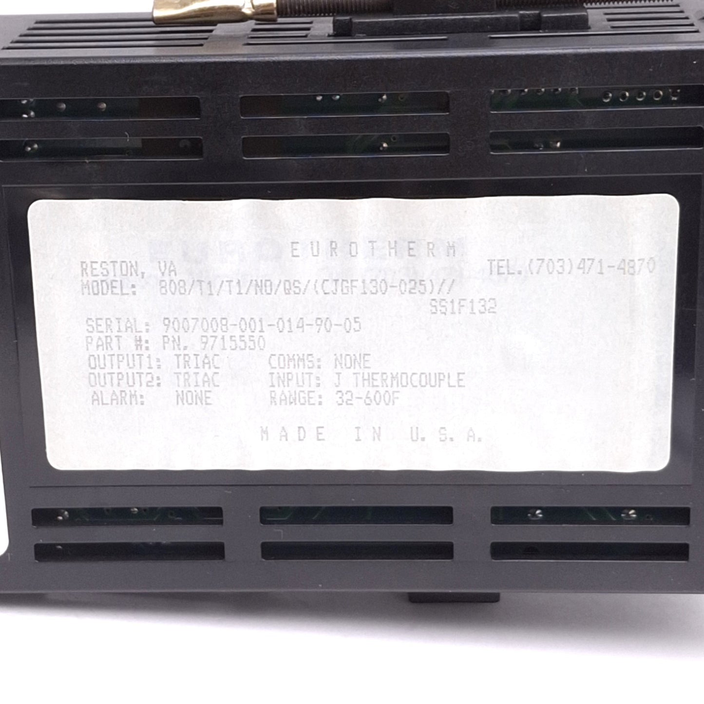 Used Eurotherm 808/T1/T1/N0/QS CJGF130-025 Temperature Controller 32-600F, J TC Input