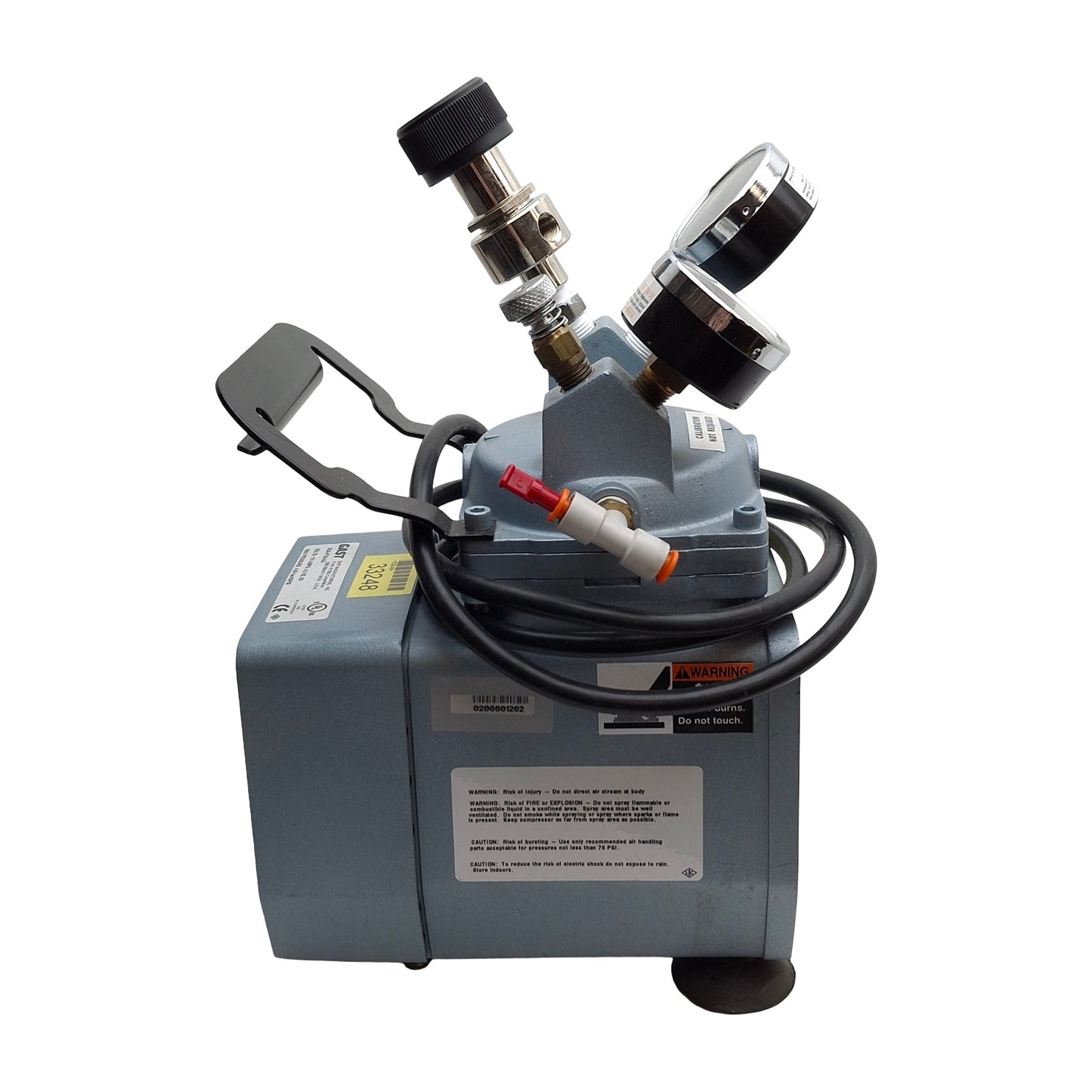 Used Gast DOA-P704-AA Compressor/Vacuum Pump 115VAC, 60psi Max, 3/8 NPT, *FEET*