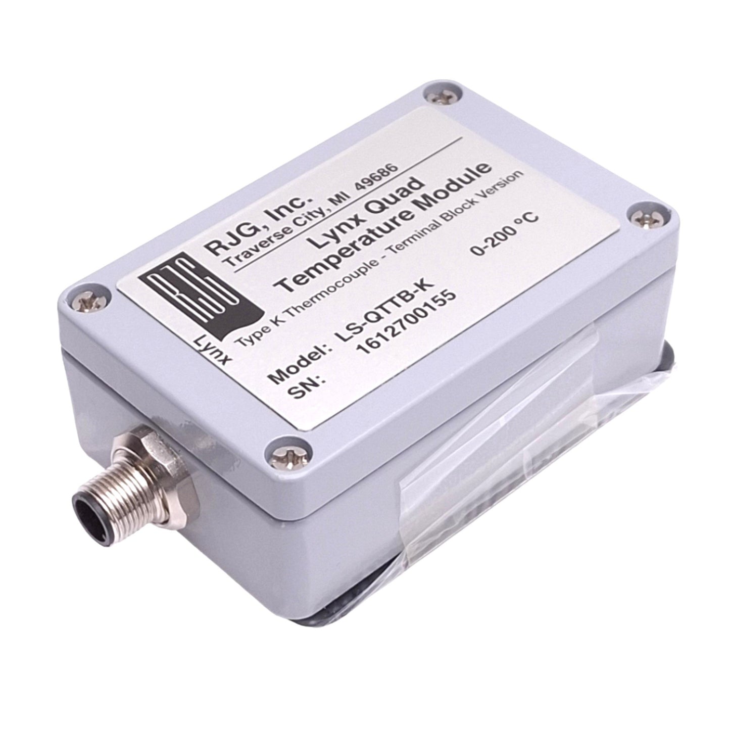 New RJG LS-QTTB-K Lynx Quad Temperature Module, Type K Thermocouple, 0-200C, M12 4-P