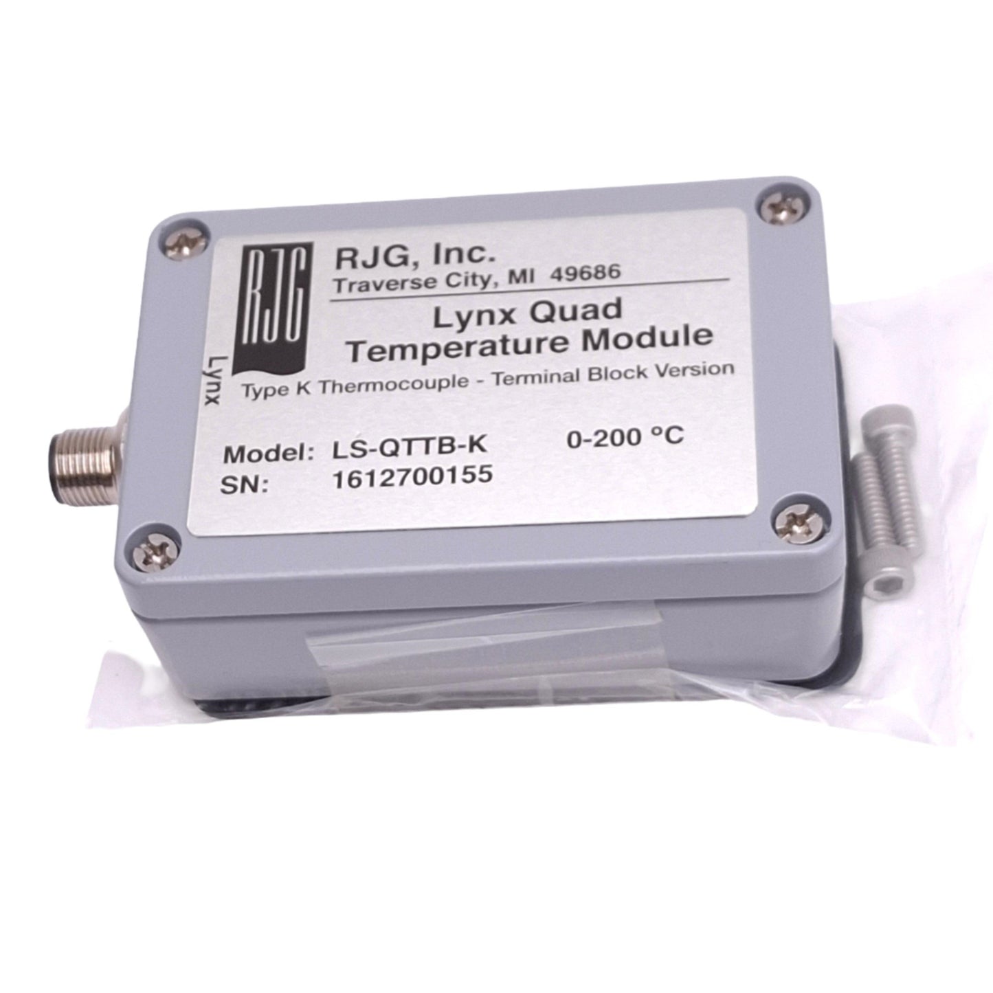 New RJG LS-QTTB-K Lynx Quad Temperature Module, Type K Thermocouple, 0-200C, M12 4-P