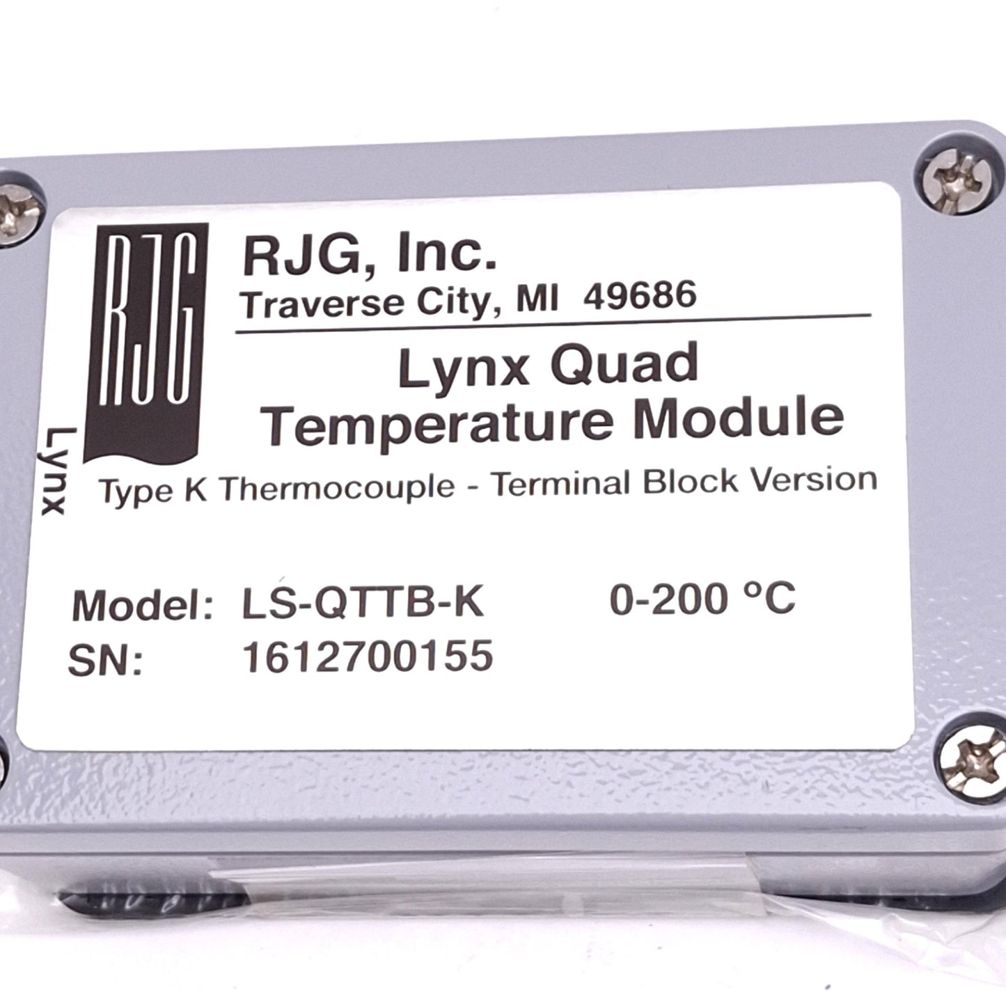 New RJG LS-QTTB-K Lynx Quad Temperature Module, Type K Thermocouple, 0-200C, M12 4-P