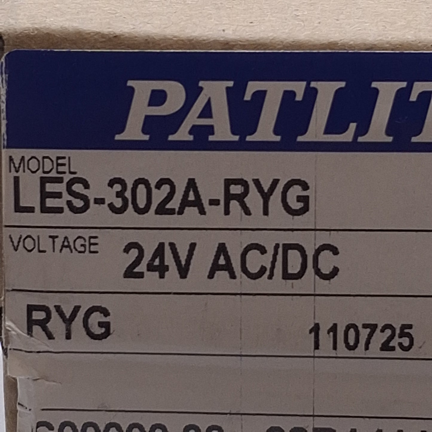 New Patlite LES-302A-RYG Light Tower 24VDC/AC, Red/Yellow/Green, 132.6mm Height