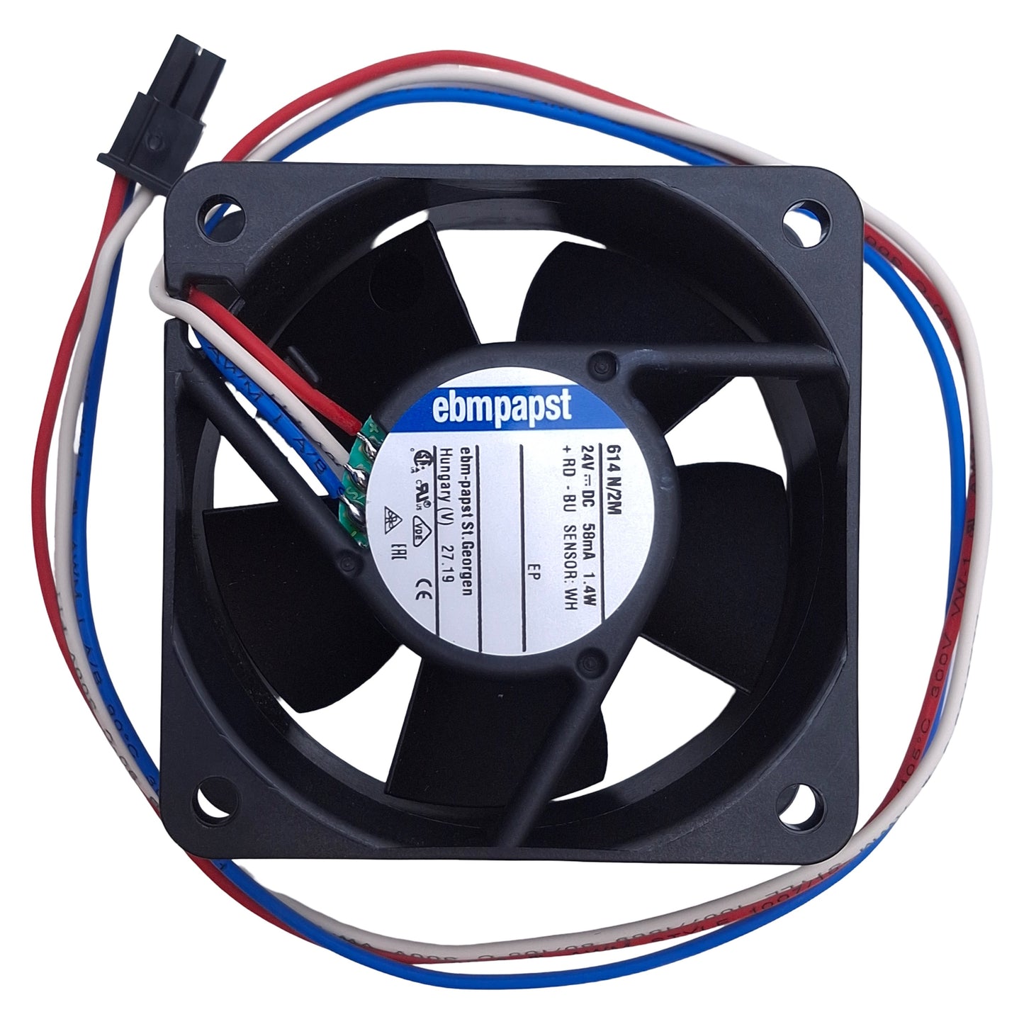 New Ebmpapst 614N/2M Compact Axial Fan w/Tach 60x60x25mm, 24VDC, 4100RPM