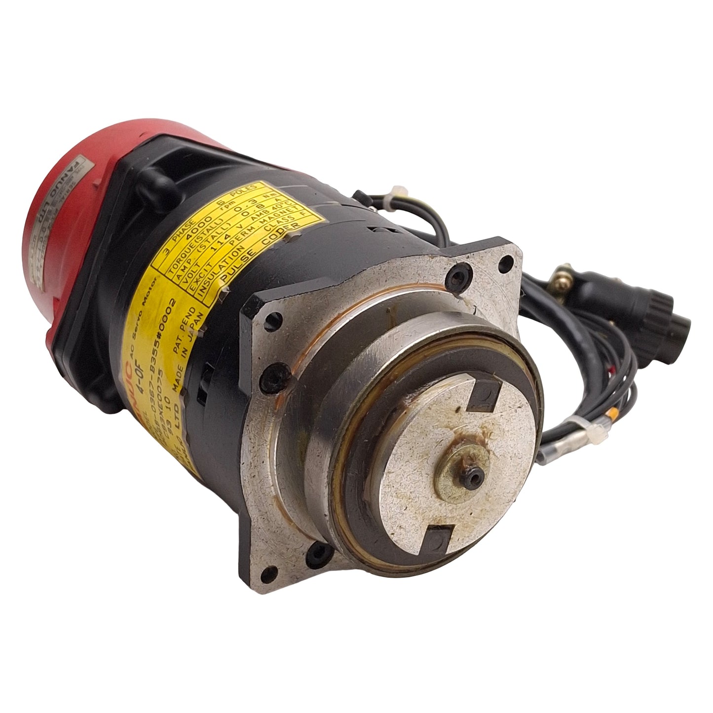 Used Fanuc A06B-0367-B355#0002 4-0F Servo Motor, 6-Pole, 3Ø 114VAC 0.8A, 4000rpm