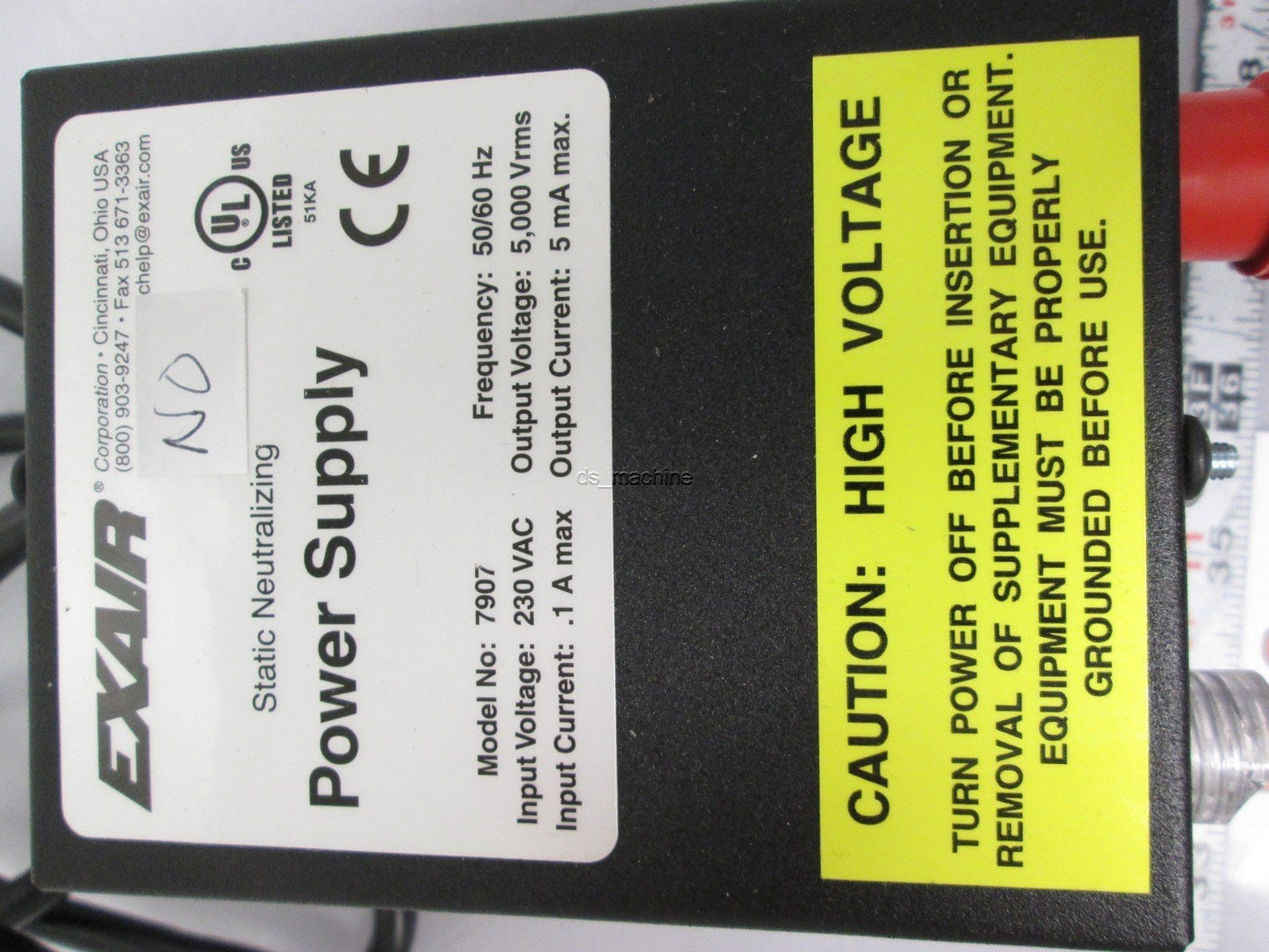Used Exair 7907 Static Neutralizing Power Supply 230VAC 100mA to 5kVrms 5mA *Damaged*