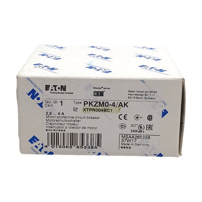 New Eaton PKZM0-4/AK XTPR004BC1 Motor Protective Circuit Breaker, 3-Pole, 2.5-4A