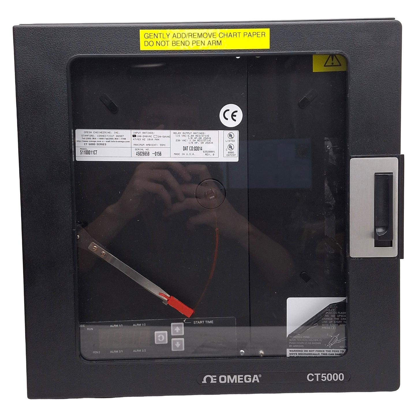 Used Omega 51100011CT CT5000 Dual Chart Recorder, 2-Pen, 10in, 8hr-7d, 100-240VAC