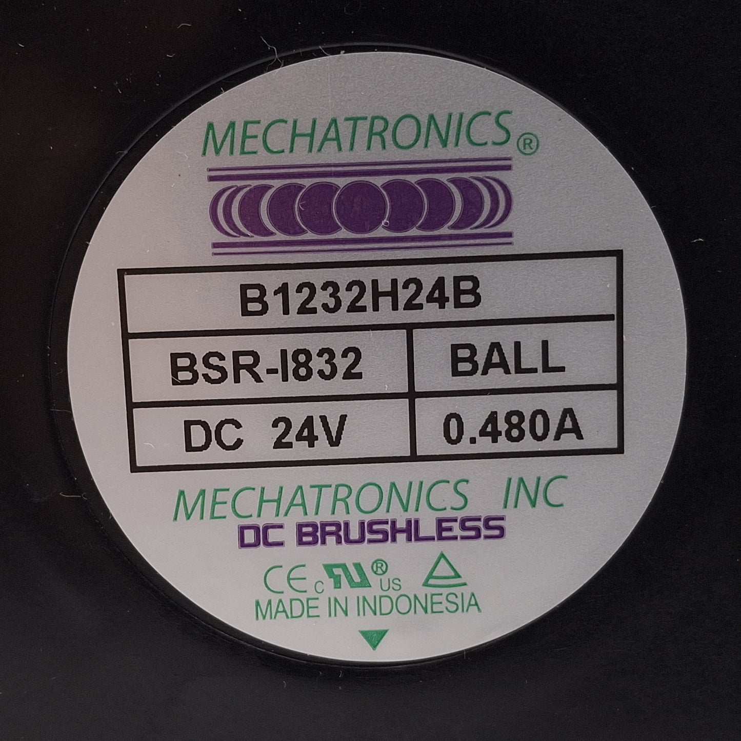 Used Lot of 3 Mechatronics B123H24B BSR-I832 Blower Fan, 28cfm, 2800rpm, 24VDC 0.48A