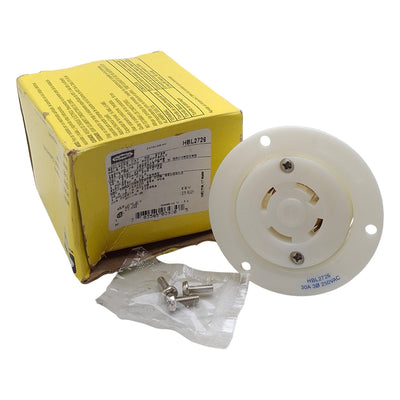 New Hubbell HBL2726 Twist Lock Flanged Receptacle 3-Pole 4-Wire, 30A 250VAC, L15-30R